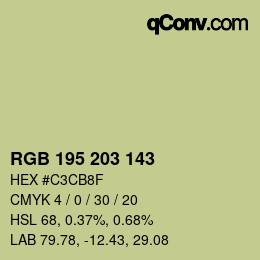 Color code: RGB 195 203 143 | qconv.com