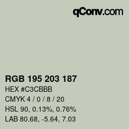 Color code: RGB 195 203 187 | qconv.com