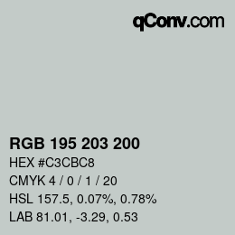 Color code: RGB 195 203 200 | qconv.com