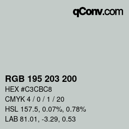 Código de color: RGB 195 203 200 | qconv.com