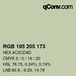 Farbcode: RGB 195 205 173 | qconv.com