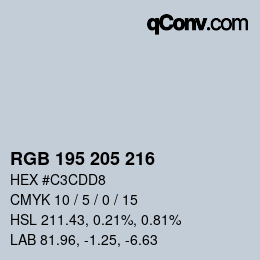 颜色代码: RGB 195 205 216 | qconv.com