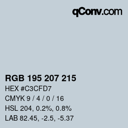 Farbcode: RGB 195 207 215 | qconv.com