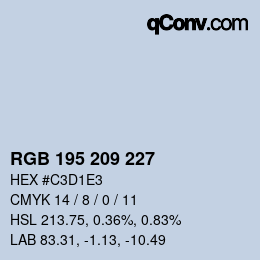 Color code: RGB 195 209 227 | qconv.com