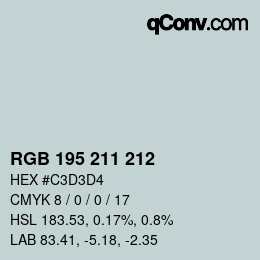 カラーコード: RGB 195 211 212 | qconv.com