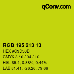 カラーコード: RGB 195 213 13 | qconv.com