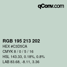 颜色代码: RGB 195 213 202 | qconv.com