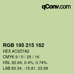 Color code: RGB 195 215 162 | qconv.com