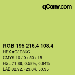 カラーコード: RGB 195 216.4 108.4 | qconv.com