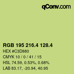 カラーコード: RGB 195 216.4 128.4 | qconv.com