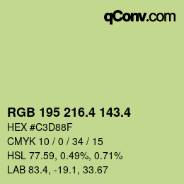 カラーコード: RGB 195 216.4 143.4 | qconv.com
