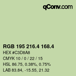 カラーコード: RGB 195 216.4 168.4 | qconv.com