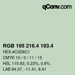 カラーコード: RGB 195 216.4 193.4 | qconv.com