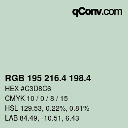 カラーコード: RGB 195 216.4 198.4 | qconv.com