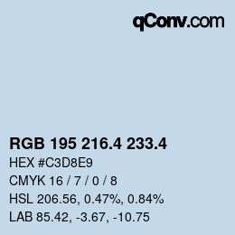 カラーコード: RGB 195 216.4 233.4 | qconv.com