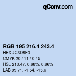 カラーコード: RGB 195 216.4 243.4 | qconv.com