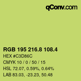カラーコード: RGB 195 216.8 108.4 | qconv.com