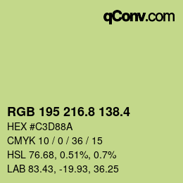 カラーコード: RGB 195 216.8 138.4 | qconv.com