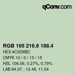 カラーコード: RGB 195 216.8 188.4 | qconv.com
