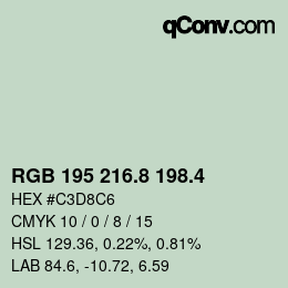 カラーコード: RGB 195 216.8 198.4 | qconv.com