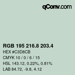 カラーコード: RGB 195 216.8 203.4 | qconv.com