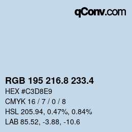 カラーコード: RGB 195 216.8 233.4 | qconv.com