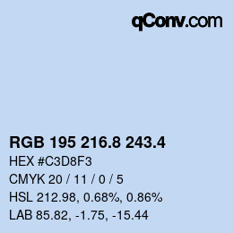 カラーコード: RGB 195 216.8 243.4 | qconv.com