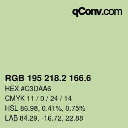 カラーコード: RGB 195 218.2 166.6 | qconv.com