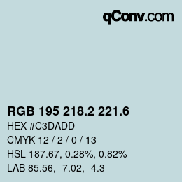 カラーコード: RGB 195 218.2 221.6 | qconv.com