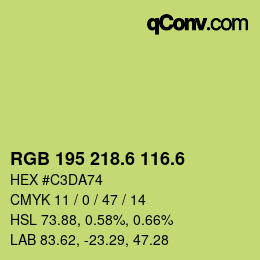 カラーコード: RGB 195 218.6 116.6 | qconv.com