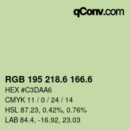 カラーコード: RGB 195 218.6 166.6 | qconv.com