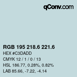 カラーコード: RGB 195 218.6 221.6 | qconv.com