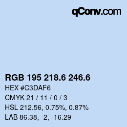 カラーコード: RGB 195 218.6 246.6 | qconv.com
