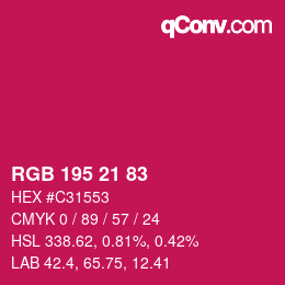 颜色代码: RGB 195 21 83 | qconv.com
