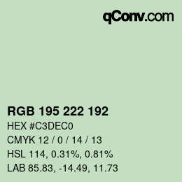 颜色代码: RGB 195 222 192 | qconv.com
