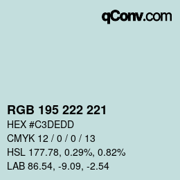 Código de color: RGB 195 222 221 | qconv.com