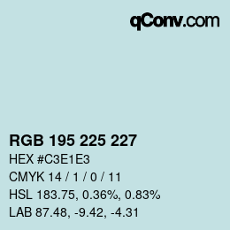 カラーコード: RGB 195 225 227 | qconv.com