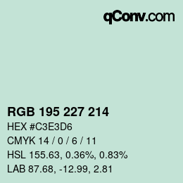 カラーコード: RGB 195 227 214 | qconv.com