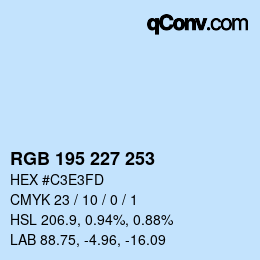 カラーコード: RGB 195 227 253 | qconv.com