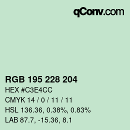 Color code: RGB 195 228 204 | qconv.com