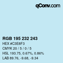 Color code: RGB 195 232 243 | qconv.com