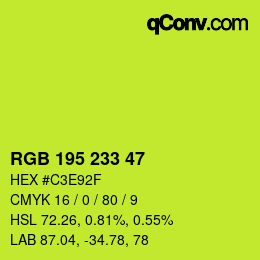 Color code: RGB 195 233 47 | qconv.com
