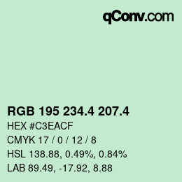 カラーコード: RGB 195 234.4 207.4 | qconv.com