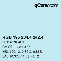 カラーコード: RGB 195 234.4 242.4 | qconv.com