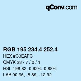 カラーコード: RGB 195 234.4 252.4 | qconv.com