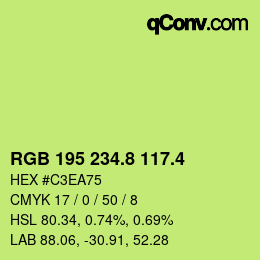 カラーコード: RGB 195 234.8 117.4 | qconv.com