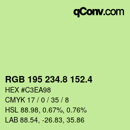 カラーコード: RGB 195 234.8 152.4 | qconv.com
