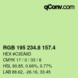 カラーコード: RGB 195 234.8 157.4 | qconv.com