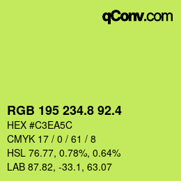 カラーコード: RGB 195 234.8 92.4 | qconv.com