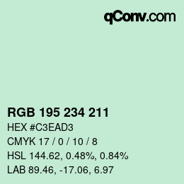 Color code: RGB 195 234 211 | qconv.com
